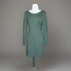 The Prairie By Rachel Ashwell Sweater Dress S Green Belted Boho Cottage Fairy